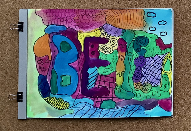 Farbenbücher nach Hundertwasser - Wasserfarbe auf Papier (Kl.5)